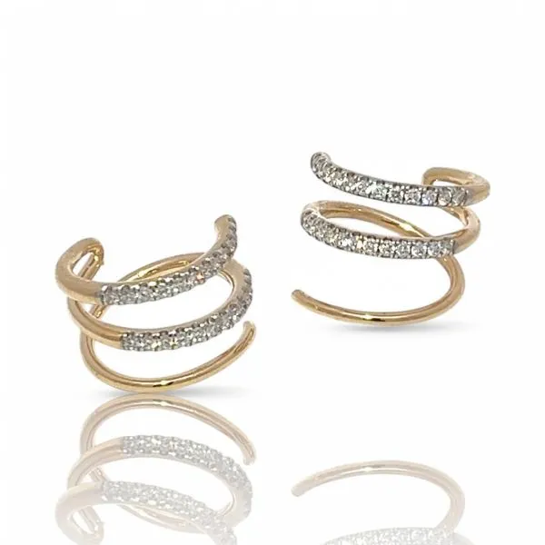 14k Yellow Gold 2/5ctw Lab Grown Brilliant Cut Diamond Cuff Earrings