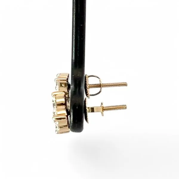 14k Yellow Gold 3/4ctw Lab Grown Brilliant Cut Trio Diamond Earrings