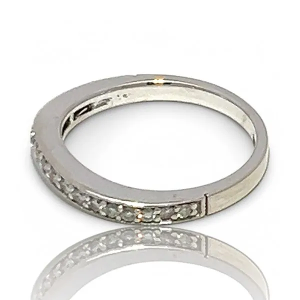 14k White Gold 1/5ctw Brilliant Cut Diamond Wedding Band Size 5