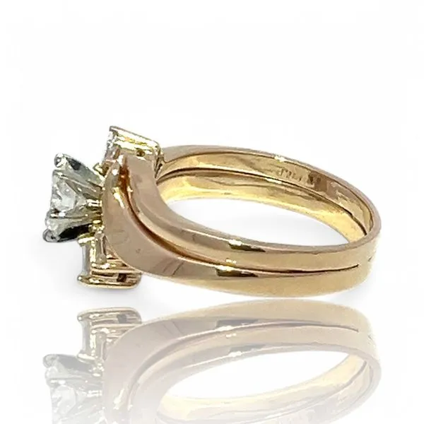 14k Yellow Gold 0.96ctw Brilliant Cut Diamond Wedding Set Size 7