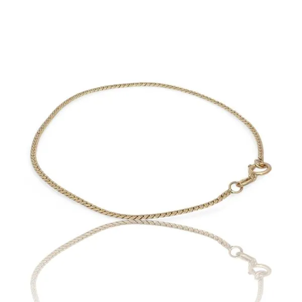 14k Yellow Gold 1.3mm Wide Herringbone Bracelet 7.5 Inches Long