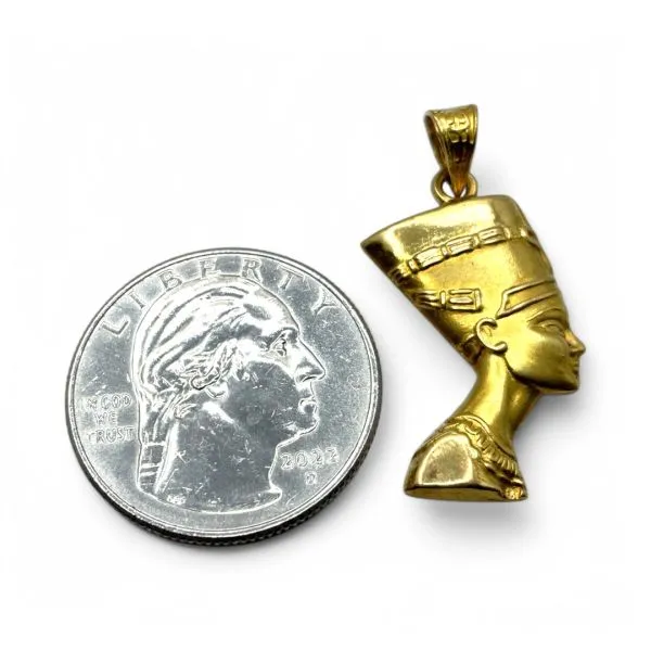 22k Yellow Gold Hollow Egyptian Queen Nefertiti Pendant