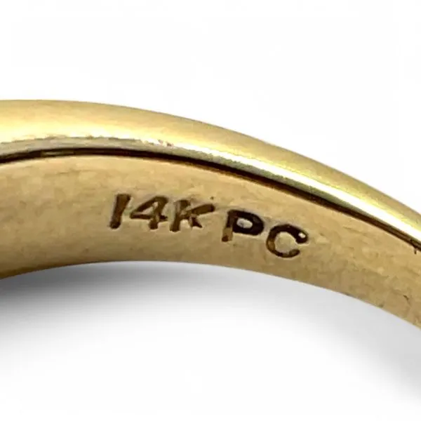 14k Yellow Gold Princess Cut Blue Sapphire and Diamond Ring Size 9