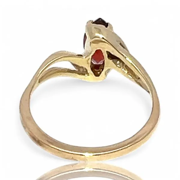 10k Yellow Gold Marquise Shaped Brownish-Red Garnet Ring Size 4.5