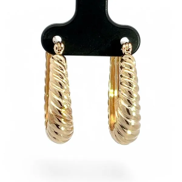 14k Yellow Gold 22mm Twisted Hoop Earrings with Hinged Closure