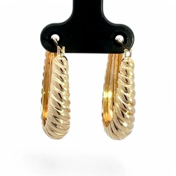 14k Yellow Gold 22mm Twisted Hoop Earrings with Hinged Closure
