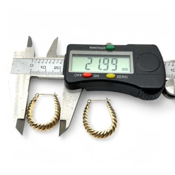14k Yellow Gold 22mm Twisted Hoop Earrings with Hinged Closure