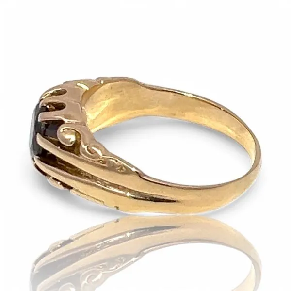 14k Yellow Gold 5.8mm Dark Purplish-Red Stone Ring Size 9.25