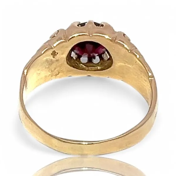14k Yellow Gold 5.8mm Dark Purplish-Red Stone Ring Size 9.25