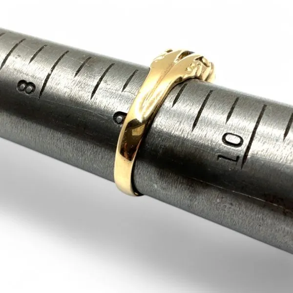 14k Yellow Gold 5.8mm Dark Purplish-Red Stone Ring Size 9.25