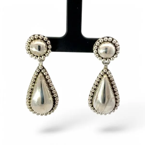 Sterling Silver Dangling Teardrop Earrings with Silicone Backs