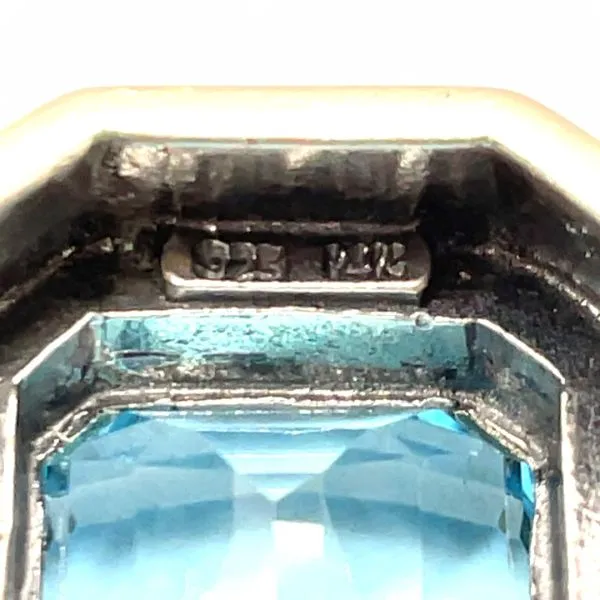 Sterling Silver and 14k Yellow Gold Blue Topaz Cuff Bracelet