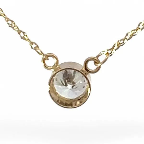 14k Yellow Gold 6mm White/Colorless Cubic Zirconia Necklace 16in