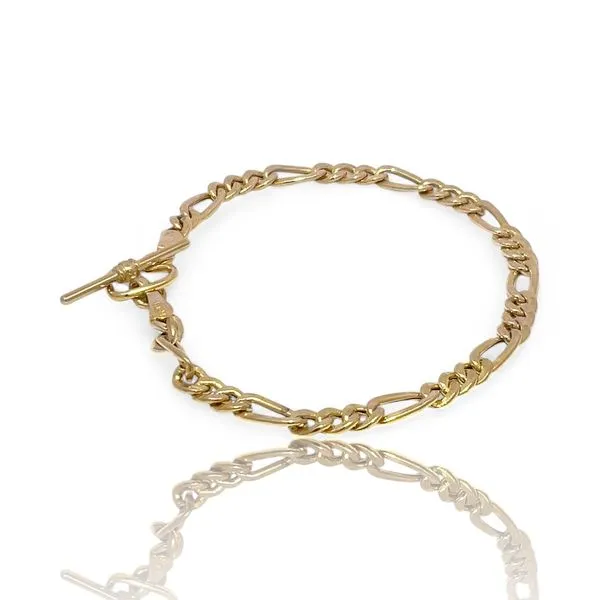 14k Yellow Gold 4.5mm Figaro Link Chain w/ Heart-Shaped Toggle Clasp