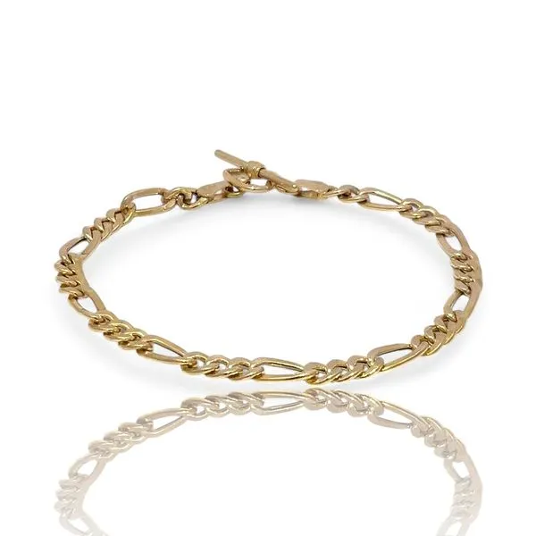 14k Yellow Gold 4.5mm Figaro Link Chain w/ Heart-Shaped Toggle Clasp