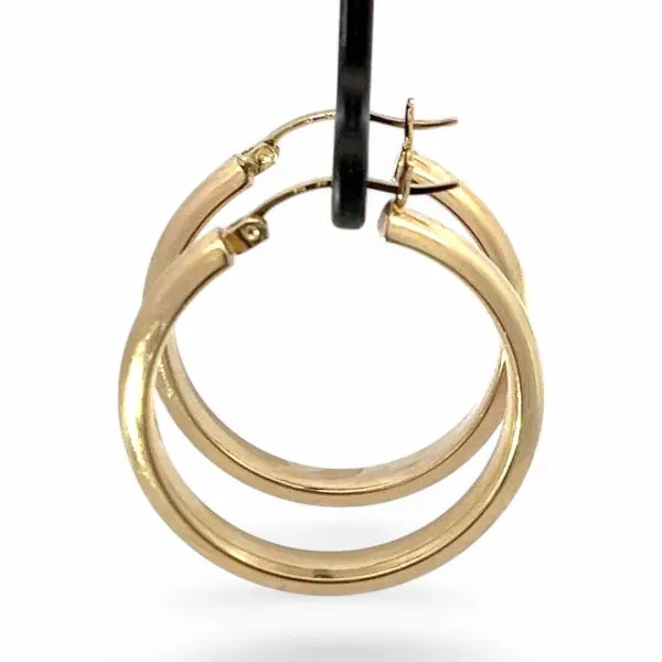14k Yellow Gold 30mm Wide Hollow Hoop Earrings with Hinged Backs