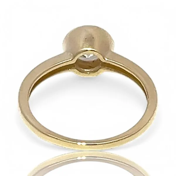 14k Yellow Gold White/Colorless Cubic Zirconia Solitaire Ring Size 6