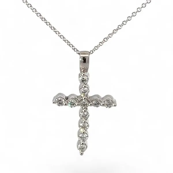 18k White Gold 1/2ctw VS2 Brilliant Cut Diamond Cross Pendant 18in
