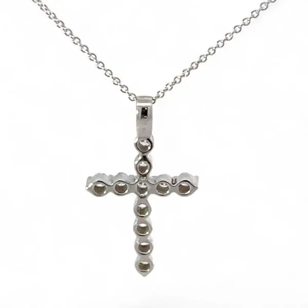 18k White Gold 1/2ctw VS2 Brilliant Cut Diamond Cross Pendant 18in