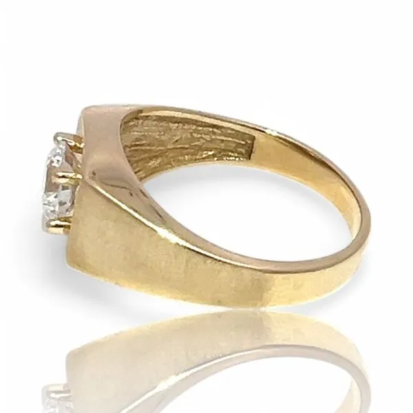 10k Yellow Gold 6.5mm White/Colorless Cubic Zirconia Ring Size 10