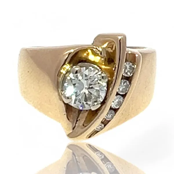 14k Yellow Gold 3/4ct Brilliant Cut Center Diamond Ring Size 6