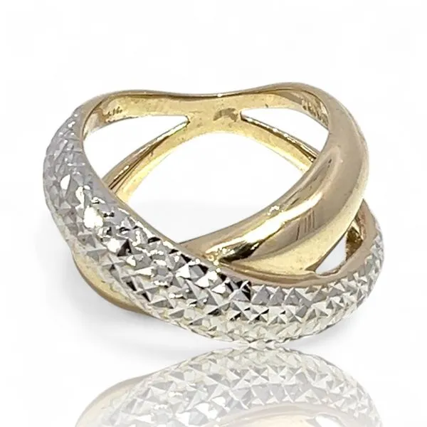 14k Yellow and White Gold Two-Tone Intertwining Ring Size 6