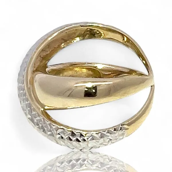 14k Yellow and White Gold Two-Tone Intertwining Ring Size 6