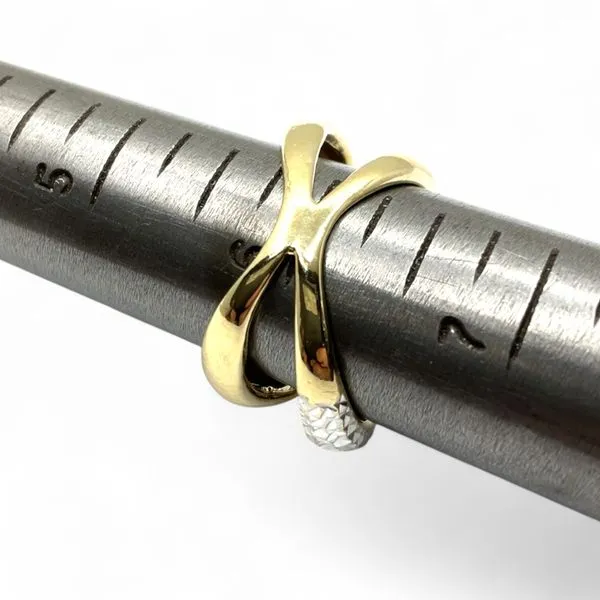 14k Yellow and White Gold Two-Tone Intertwining Ring Size 6