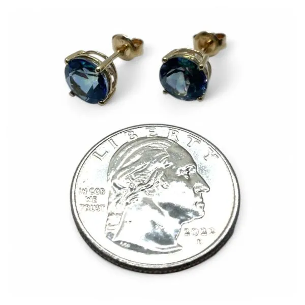 14k Yellow Gold Mystic Topaz Stud Earrings with Butterfly Backs