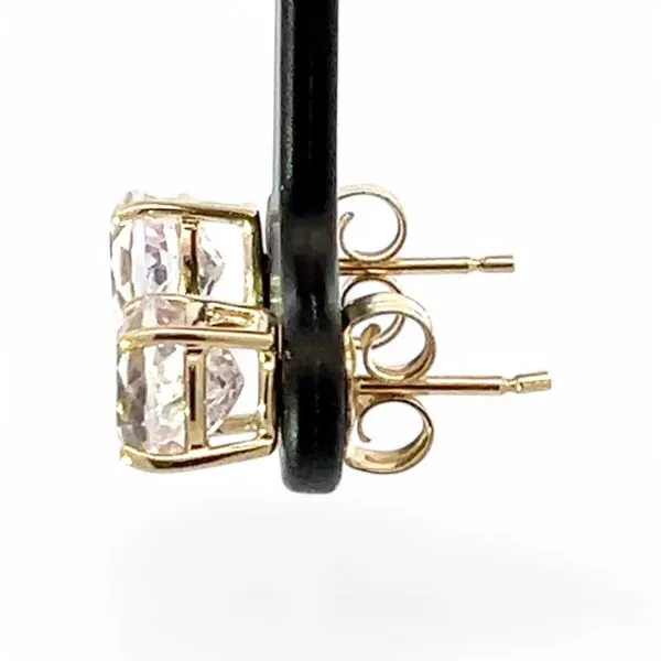 14k Yellow Gold Pale Pink Stone Stud Earrings with Butterfly Backs