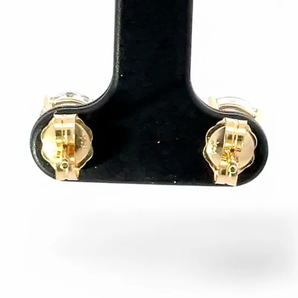 14k Yellow Gold Pale Pink Stone Stud Earrings with Butterfly Backs