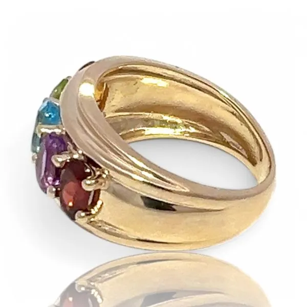 14k Yellow Gold Garnet, Amethyst, Topaz, Peridot, and Citrine Ring