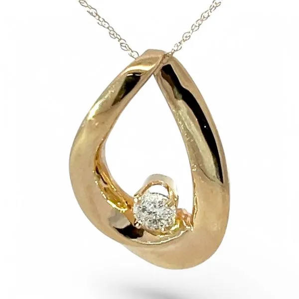 14k Yellow Gold 2/5ct Brilliant Cut Diamond Slide Pendant with Chain