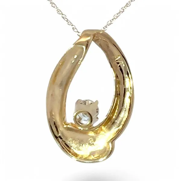 14k Yellow Gold 2/5ct Brilliant Cut Diamond Slide Pendant with Chain