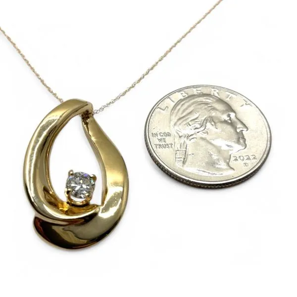 14k Yellow Gold 2/5ct Brilliant Cut Diamond Slide Pendant with Chain