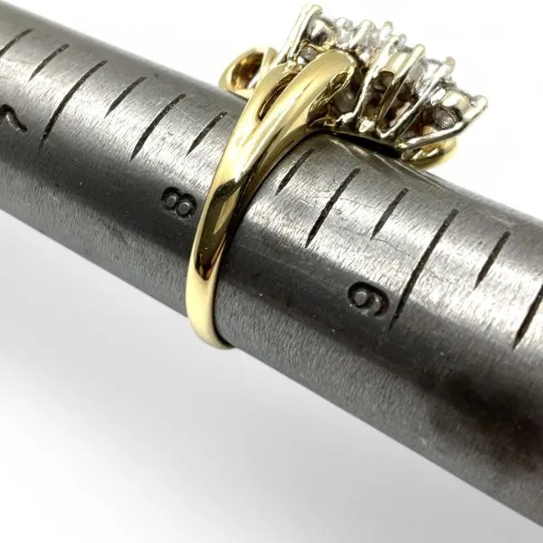 14k Yellow and White Gold 2.3ctw Brilliant Cut Diamond Cluster Ring