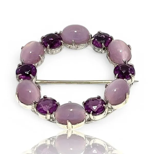 Sterling Silver Purple Stone Brooch