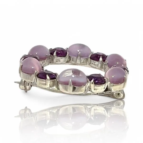 Sterling Silver Purple Stone Brooch