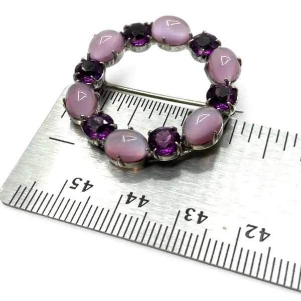 Sterling Silver Purple Stone Brooch