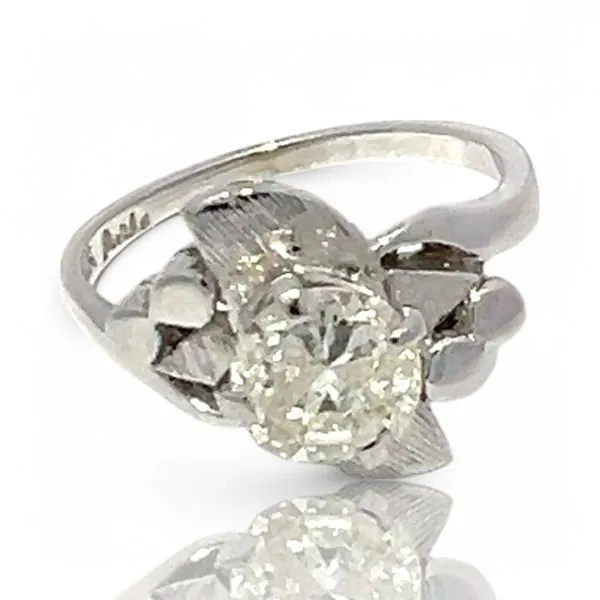 14k White Gold 1.28ct Brilliant Cut Floral Engagement Ring Size 6.5