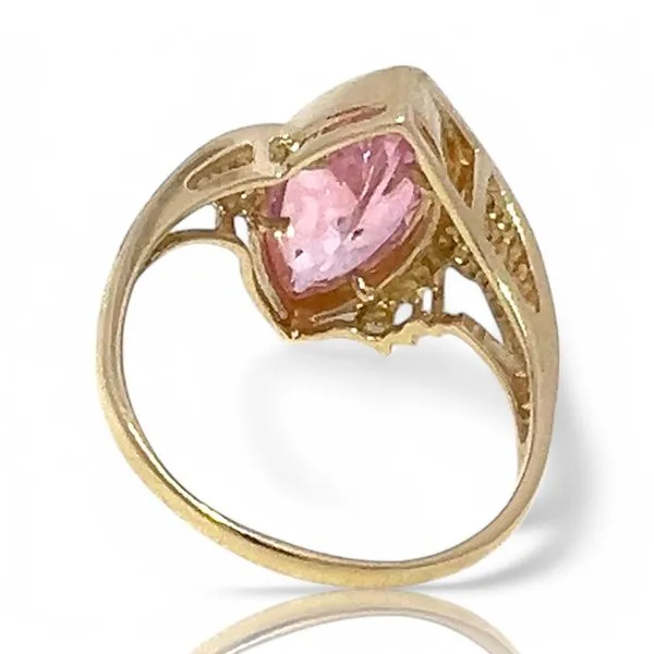 10k Yellow Gold Marquise Pink Cubic Zirconia Fashion Ring Size 10