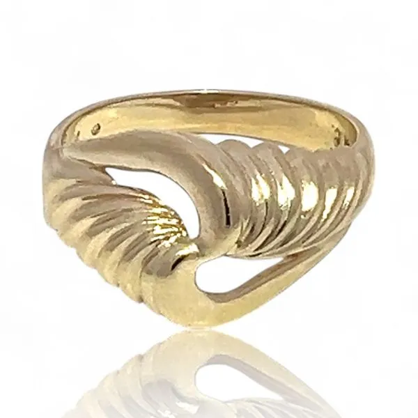 14k Yellow Gold Twisting Pattern Spiral Ring Size 6.75