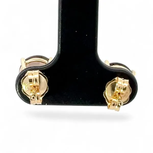 14k Yellow Gold 8.0mm Smoky Quartz Stud Earrings w/ Butterfly Backs