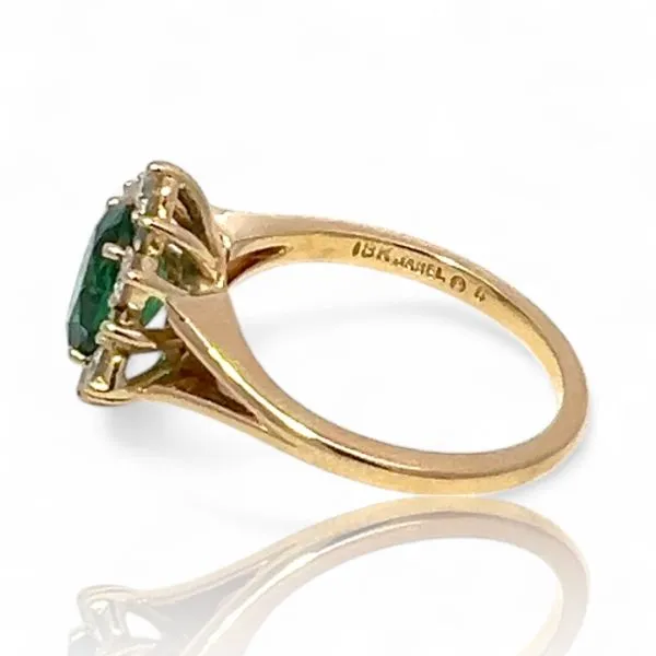 Jabel 18k Yellow Gold Green Stone and 1/3ctw VS2 Diamond Ring Size 6
