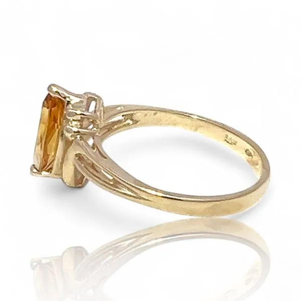14k Yellow Gold 10x5mm Marquise-Shaped Orange Citrine Ring Size 7