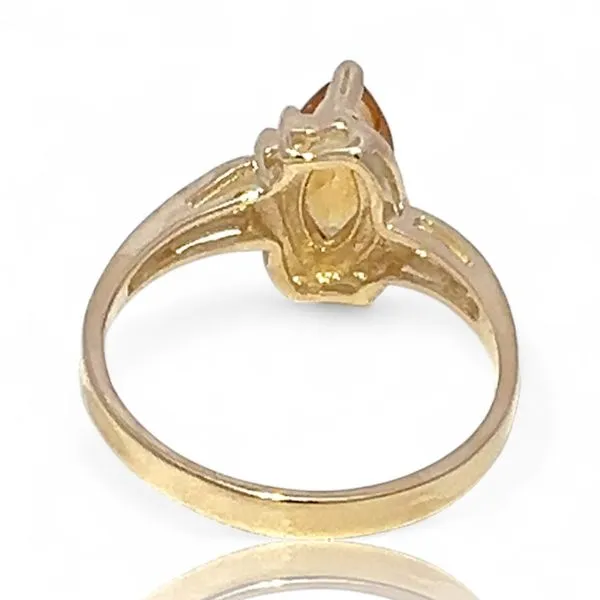14k Yellow Gold 10x5mm Marquise-Shaped Orange Citrine Ring Size 7