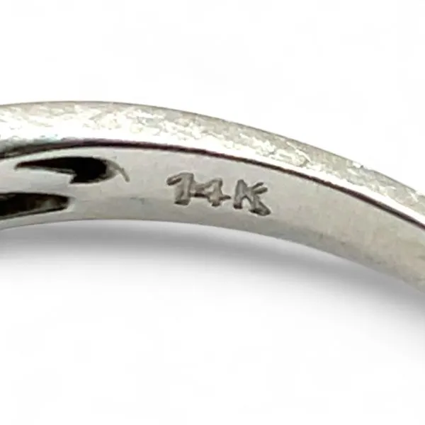 14k White Gold Bluish Green Tourmaline and Diamond Ring Size 6.5