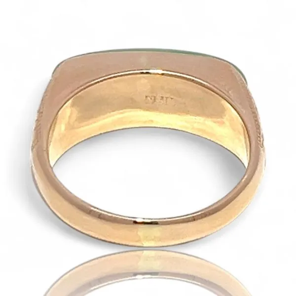 18k Yellow Gold Green Stone Signet Ring Size 9