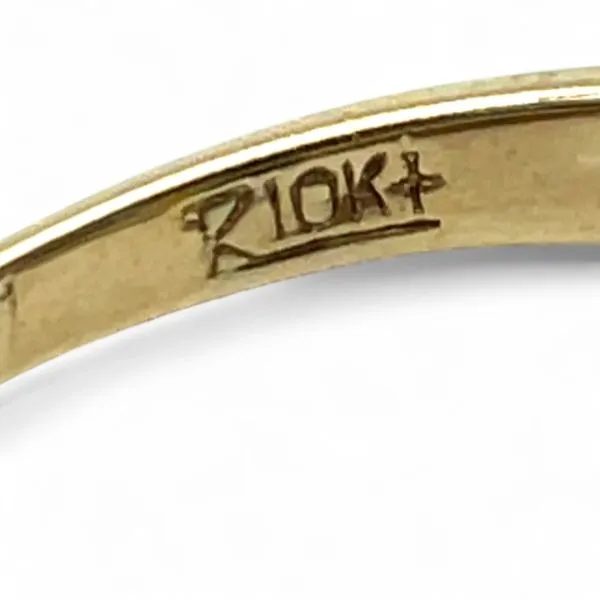 10k Yellow Gold Marquise-Shaped Blue Topaz and Diamond Ring Size 6.5