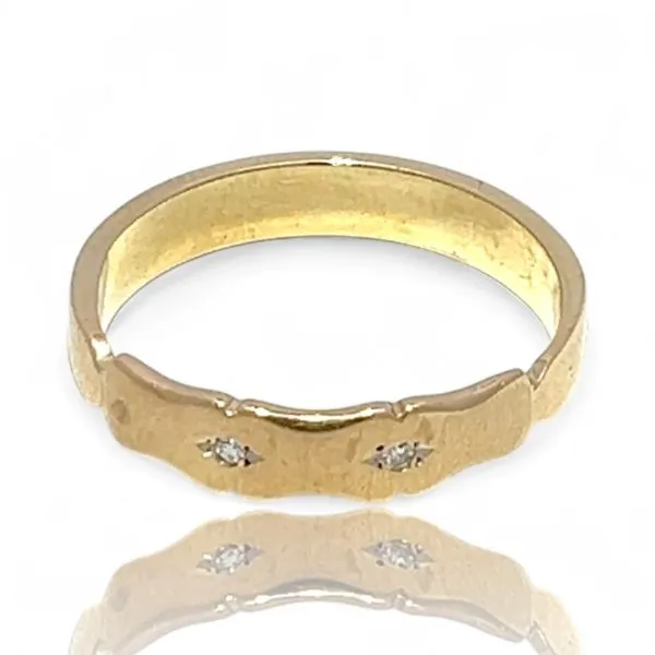 14k Yellow Gold Pave Set VS2 Clarity Diamond Wedding Band Size 10